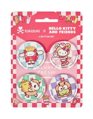 tokidoki x Hello Kitty and Friends Fast Food Collection 4 Button Set